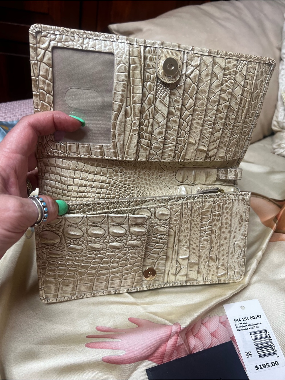 Brahmin AnnMarie Stardust Metallic CrocEmbossed Convertible Travel Wallet Clutch - Picture 10 of 10